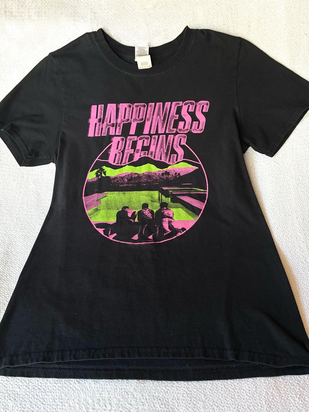 Jonas Brothers Happiness Begins Tour T-Shirt Black Neon Graphic Size Small